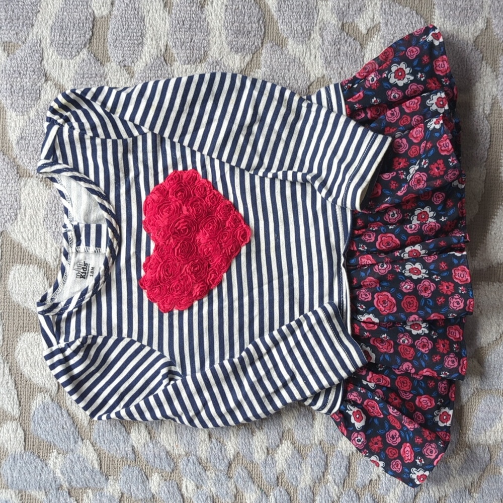 Kids Headquarters Baby Girls Stripe and Floral Top - Size 18M
